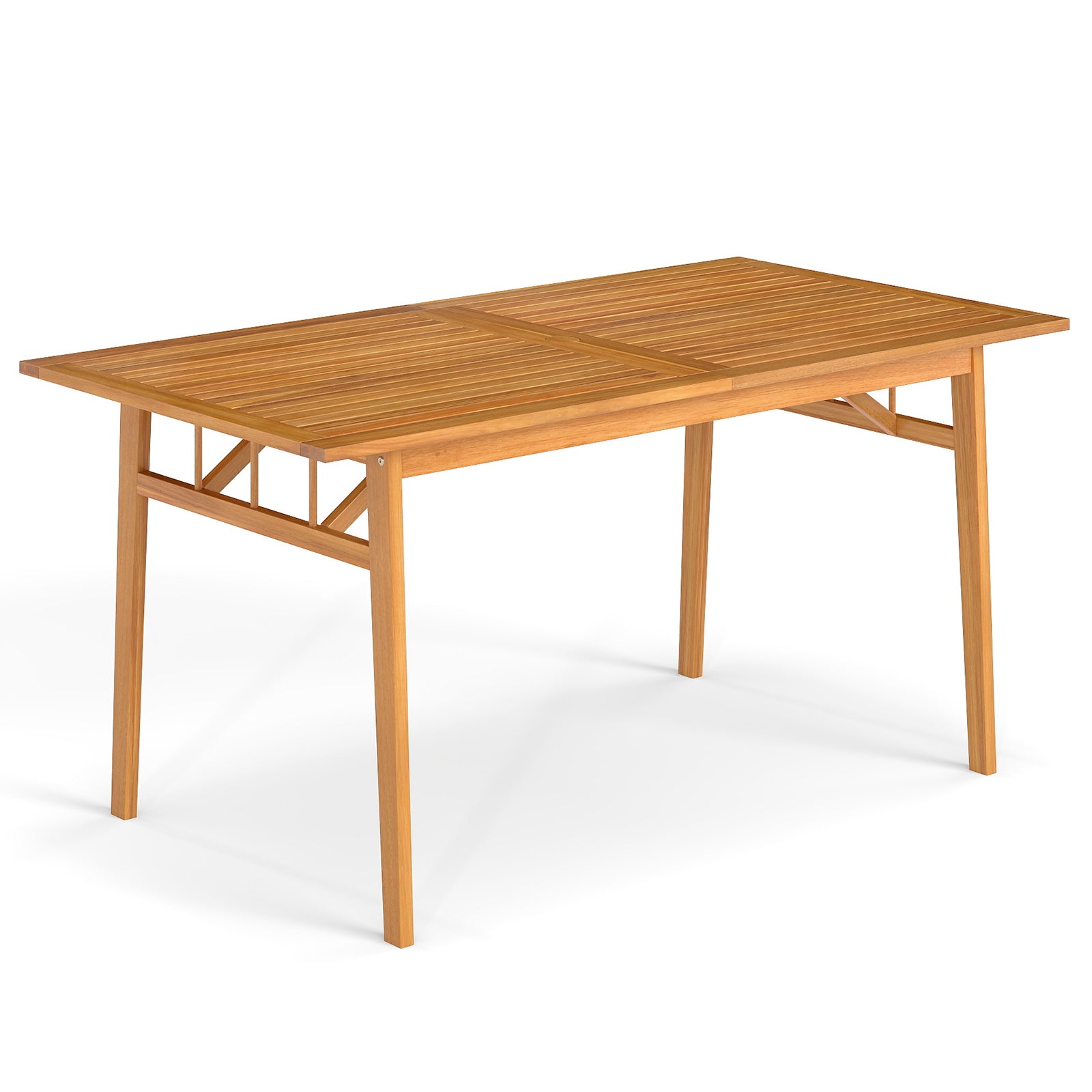 Outdoor Wooden Dining Table with Umbrella Hole and Stable Base, Natural Patio Dining Tables at Gallery Canada