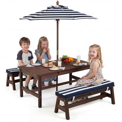 Kids Picnic Table, Outdoor Wooden, Removable Umbrella And Cushions Kids Table & Chair Sets at Gallery Canada
