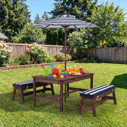 Kids Picnic Table, Outdoor Wooden, Removable Umbrella And Cushions Kids Table & Chair Sets at Gallery Canada