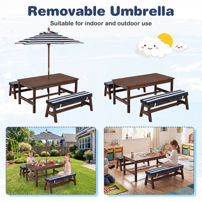Kids Picnic Table, Outdoor Wooden, Removable Umbrella And Cushions Kids Table & Chair Sets at Gallery Canada