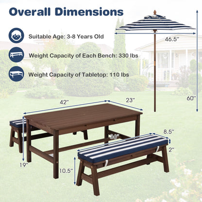 Kids Picnic Table, Outdoor Wooden, Removable Umbrella And Cushions Kids Table & Chair Sets at Gallery Canada