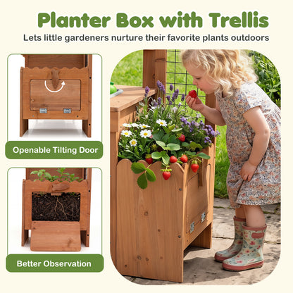 Wooden Mud Kitchen with Planter Box and Sink, Natural