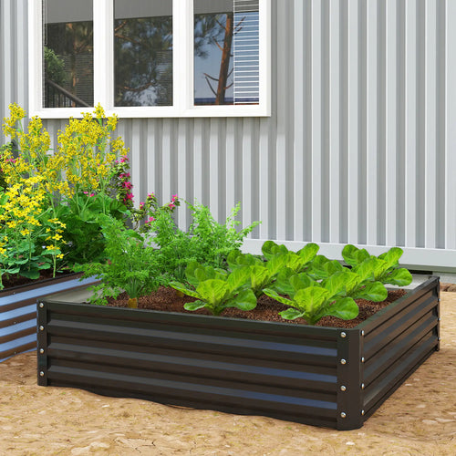 Galvanized Steel Raised Garden Bed, Black