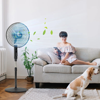 Standing Floor Fan with Remote, Tall Pedestal Electric Fan, Black Stand Fans at Gallery Canada