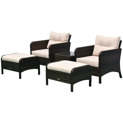 5pcs Outdoor Patio Furniture Set Wicker Conversation Set Footrest Coffee Table Patio Furniture Sets at Gallery Canada