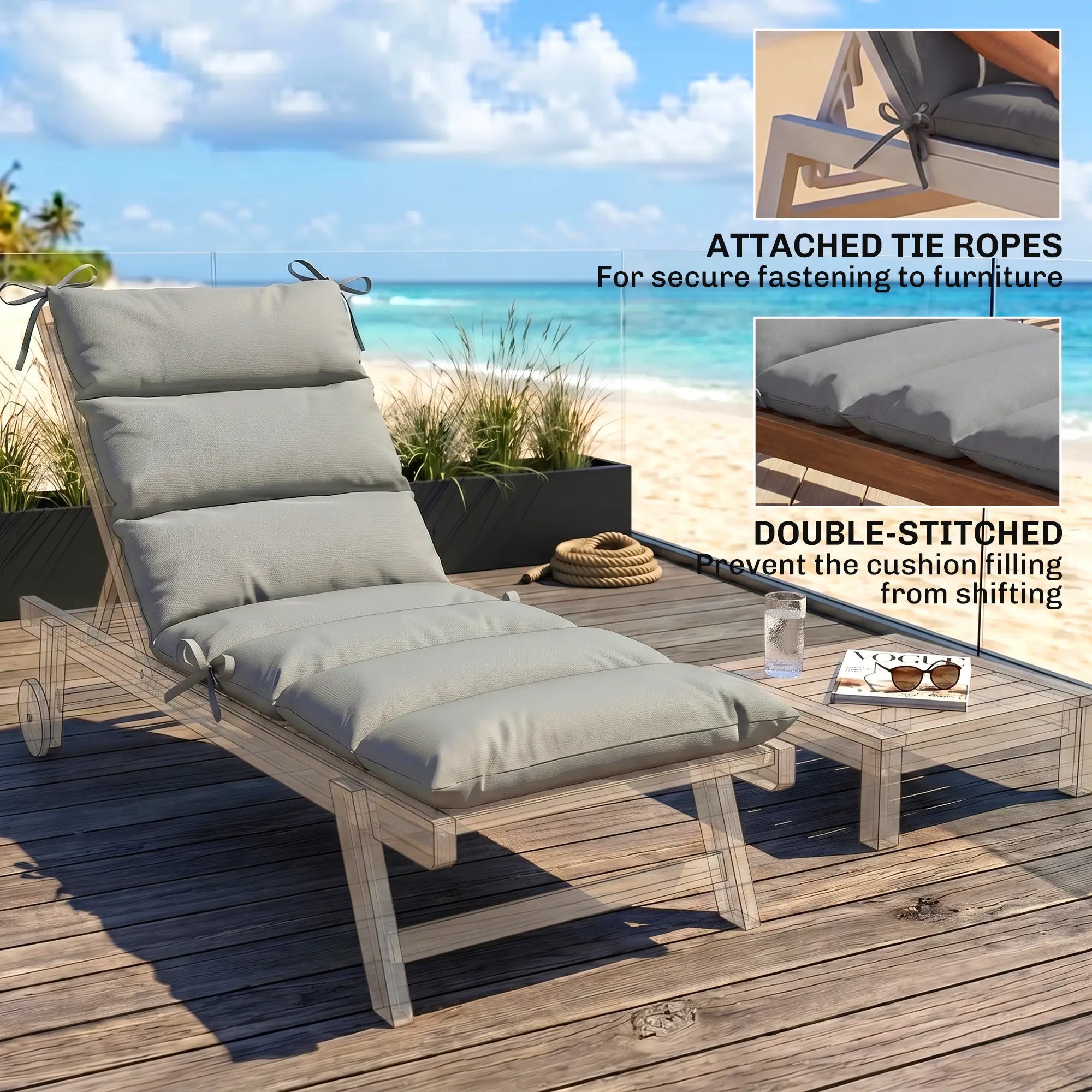 Outdoor Lounge Chair Cushion, Reversible, Zipper, Dark Grey Patio Chair Cushions at Gallery Canada