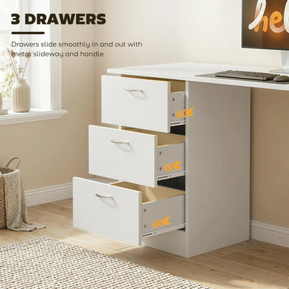 47 Inches Office Desk, 3-Tier Storage Shelves, Drawers, White Writing Desks at Gallery Canada