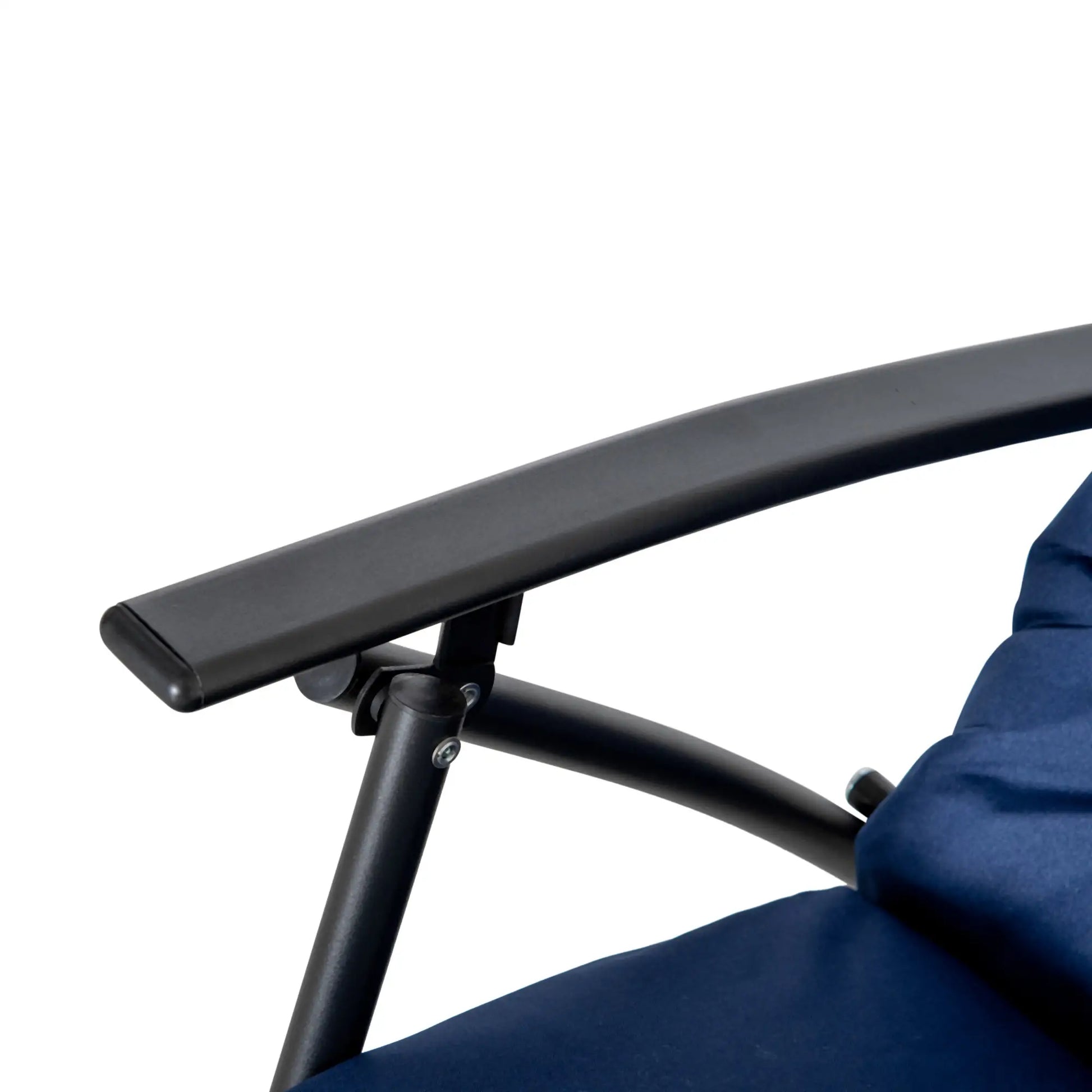 Foldable Lounge Chair, Fabric Recliner, Outdoor Lounger with Armrest, Blue Patio Chairs at Gallery Canada