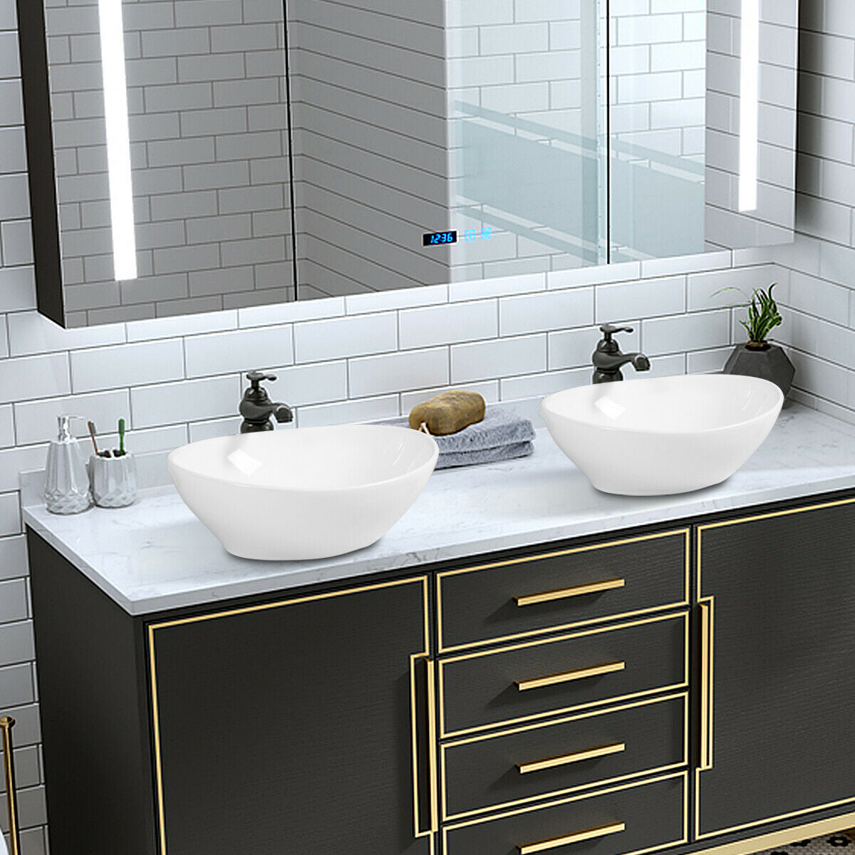 Oval Ceramic Vessel Sink, White Bathroom Sinks at Gallery Canada