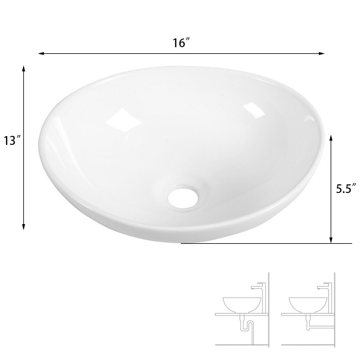 Oval Ceramic Vessel Sink, White Bathroom Sinks at Gallery Canada