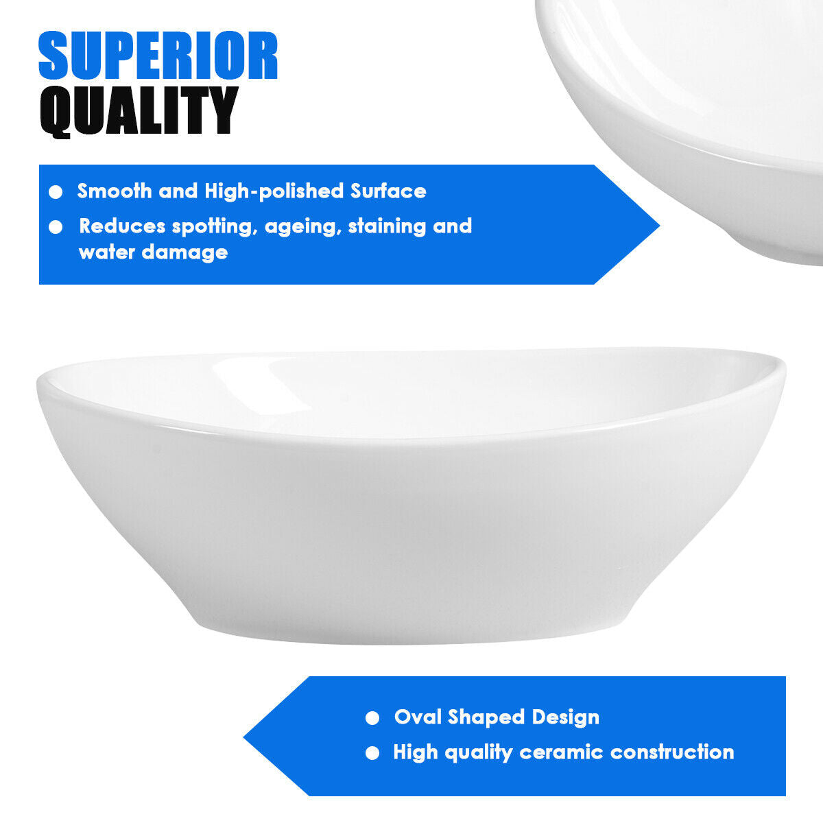 Oval Ceramic Vessel Sink, White Bathroom Sinks at Gallery Canada