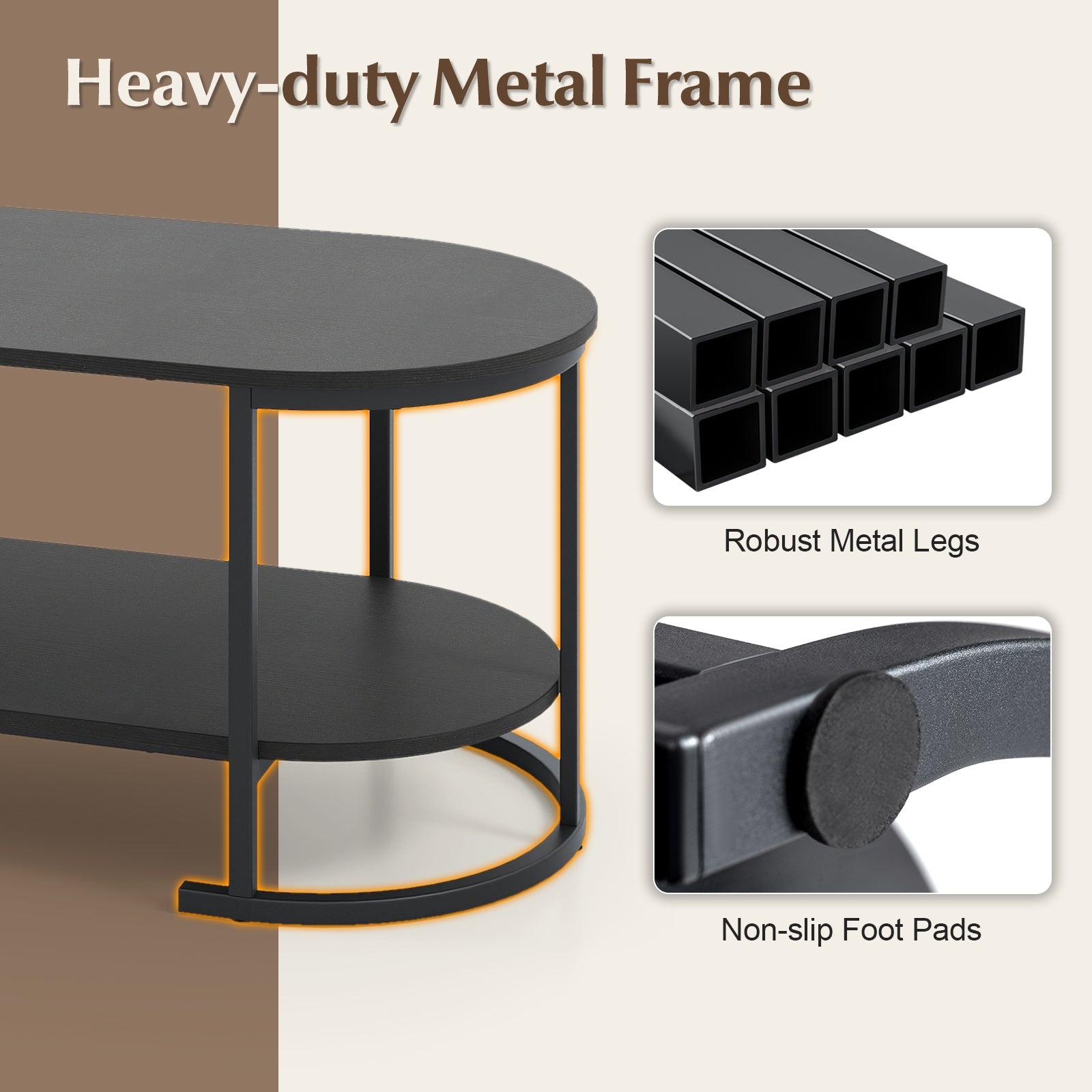 Oval Coffee Table, 2-Tier Wooden Accent, Black Coffee Tables at Gallery Canada