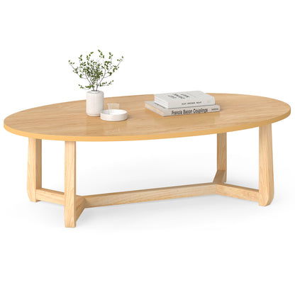 Oval Coffee Table 46 Inches, Natural Wooden Accent Table Coffee Tables at Gallery Canada