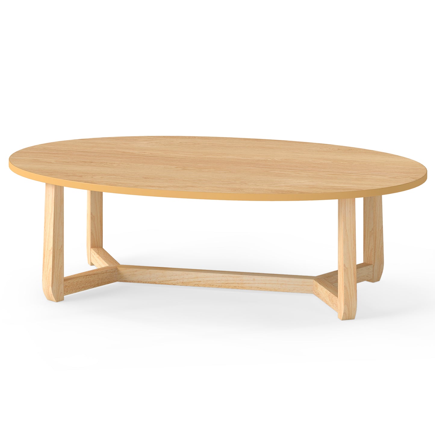 Oval Coffee Table 46 Inches, Natural Wooden Accent Table Coffee Tables at Gallery Canada