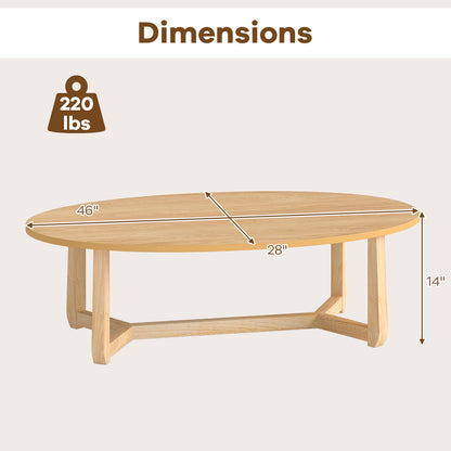 Oval Coffee Table 46 Inches, Natural Wooden Accent Table Coffee Tables at Gallery Canada