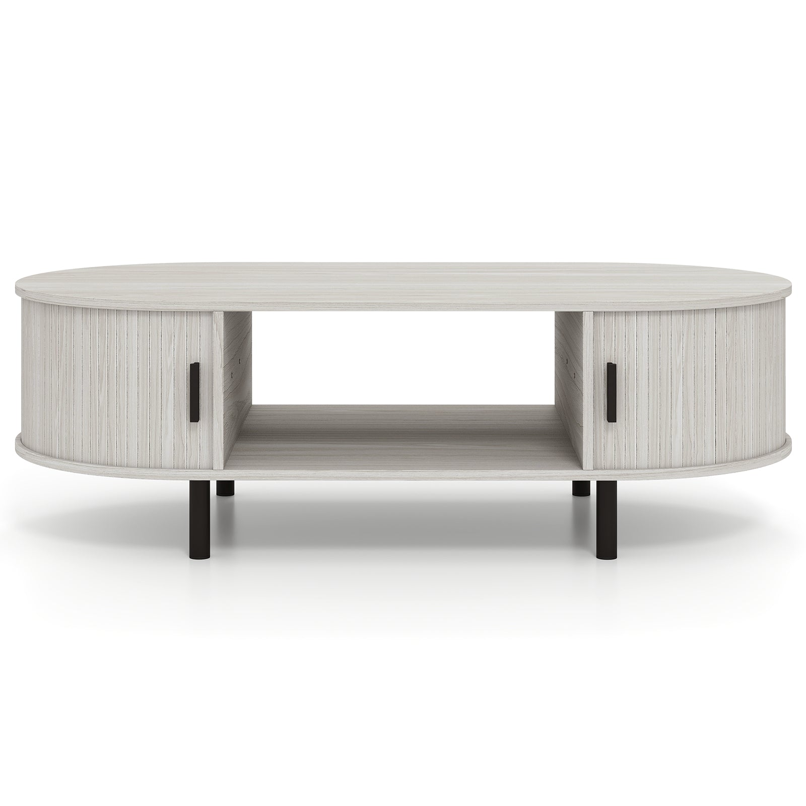 Oval Coffee Table, 47.5inch, Wooden Center Table With Storage, Oak Coffee Tables Oak at Gallery Canada