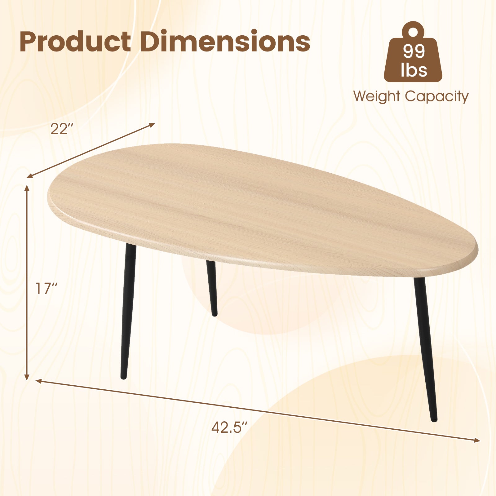 Oval Coffee Table, Mid Century Center Table, Natural Coffee Tables at Gallery Canada
