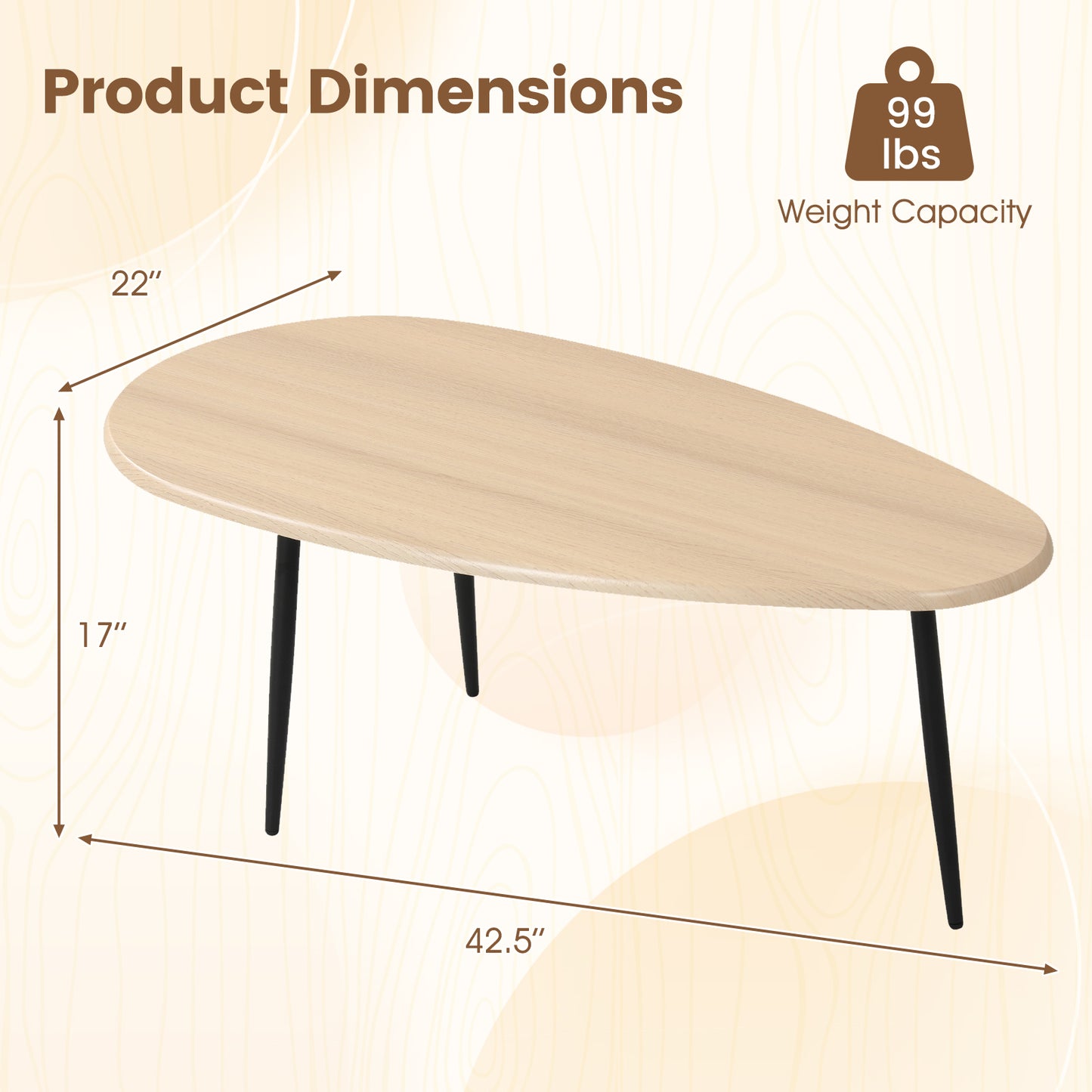 Oval Coffee Table, Mid Century Center Table, Natural Coffee Tables at Gallery Canada
