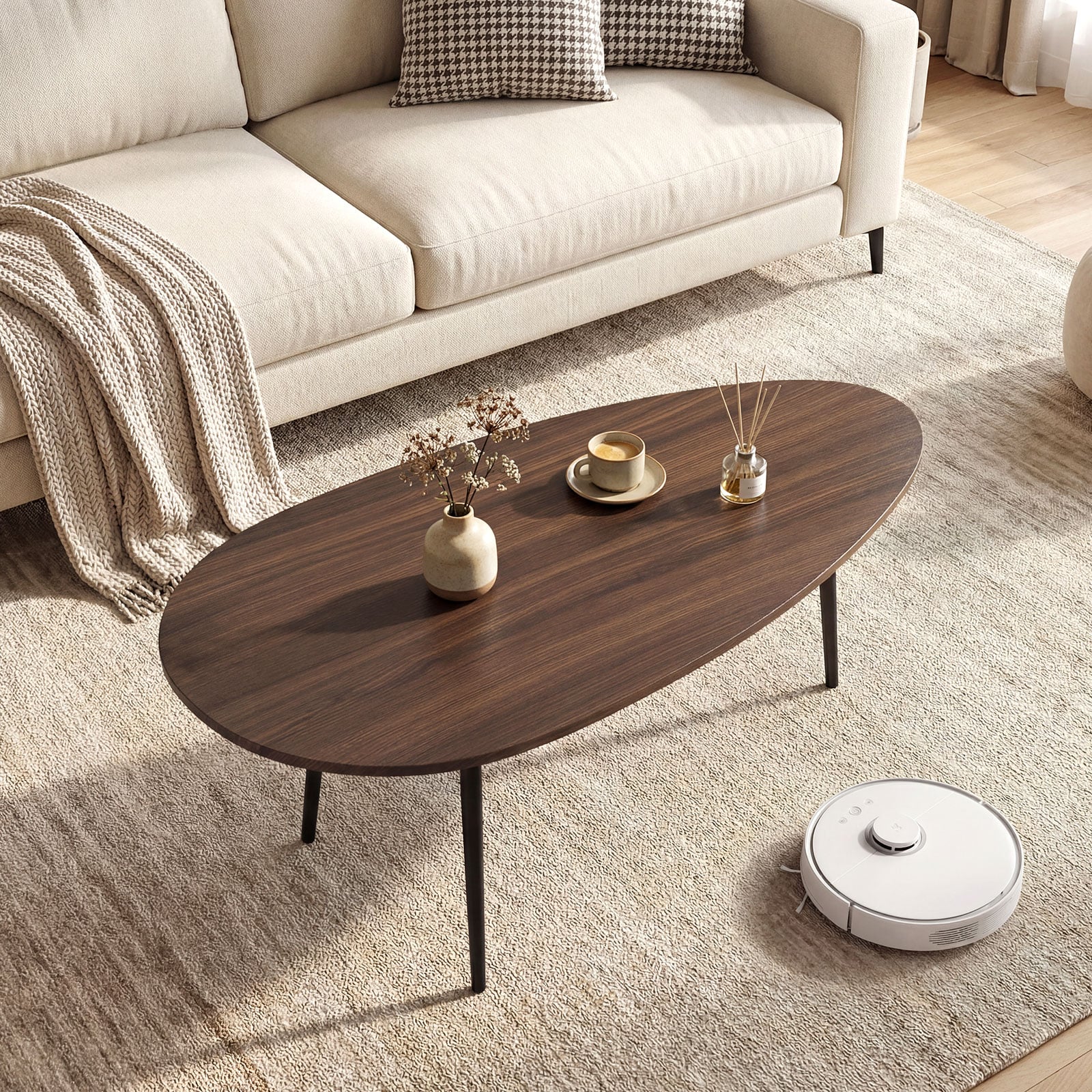 Oval Coffee Table, Mid Century Center Table, Walnut Coffee Tables at Gallery Canada