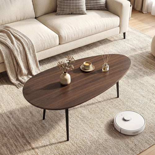 Oval Coffee Table, Mid Century Center Table, Walnut