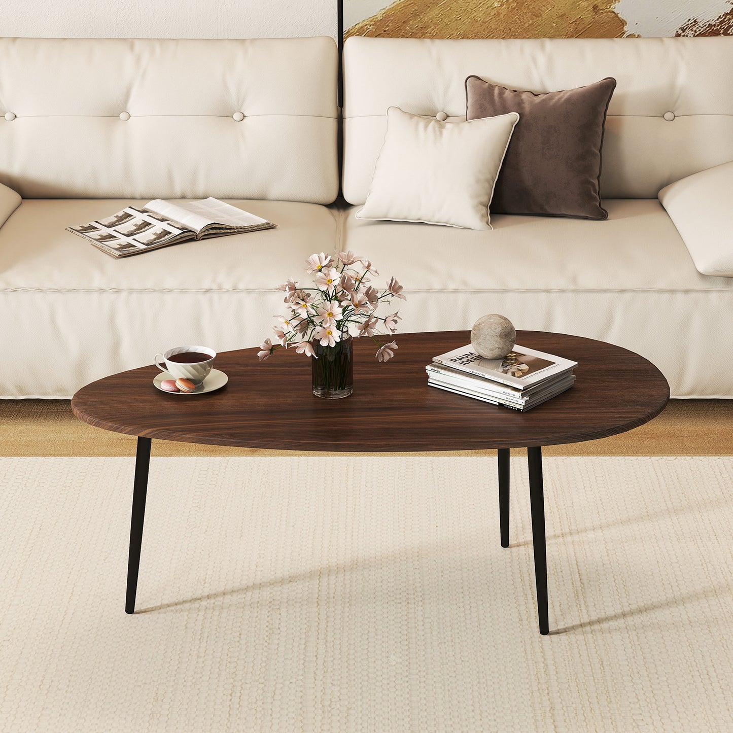 Oval Coffee Table, Mid Century Center Table, Walnut Coffee Tables at Gallery Canada