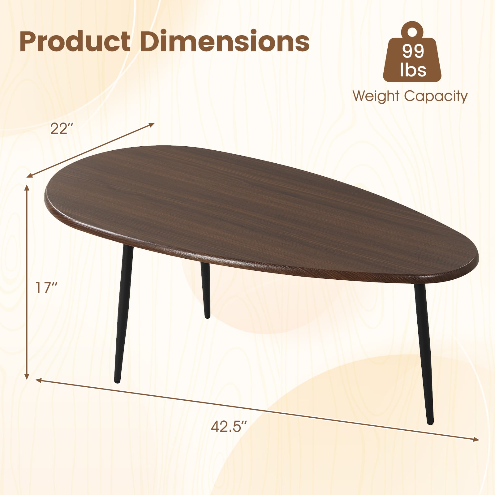Oval Coffee Table, Mid Century Center Table, Walnut Coffee Tables at Gallery Canada