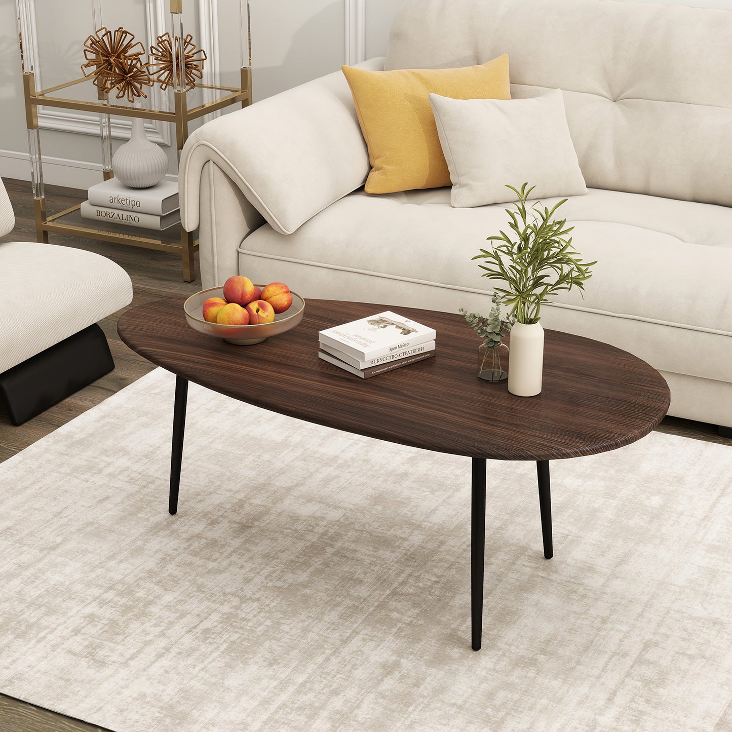 Oval Coffee Table, Mid Century Center Table, Walnut Coffee Tables at Gallery Canada