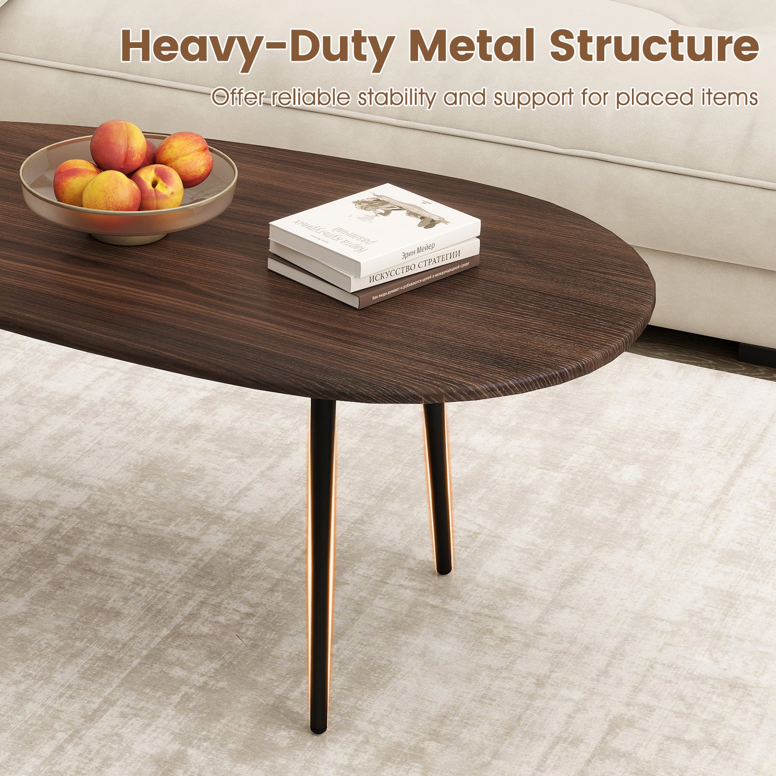 Oval Coffee Table, Mid Century Center Table, Walnut Coffee Tables at Gallery Canada