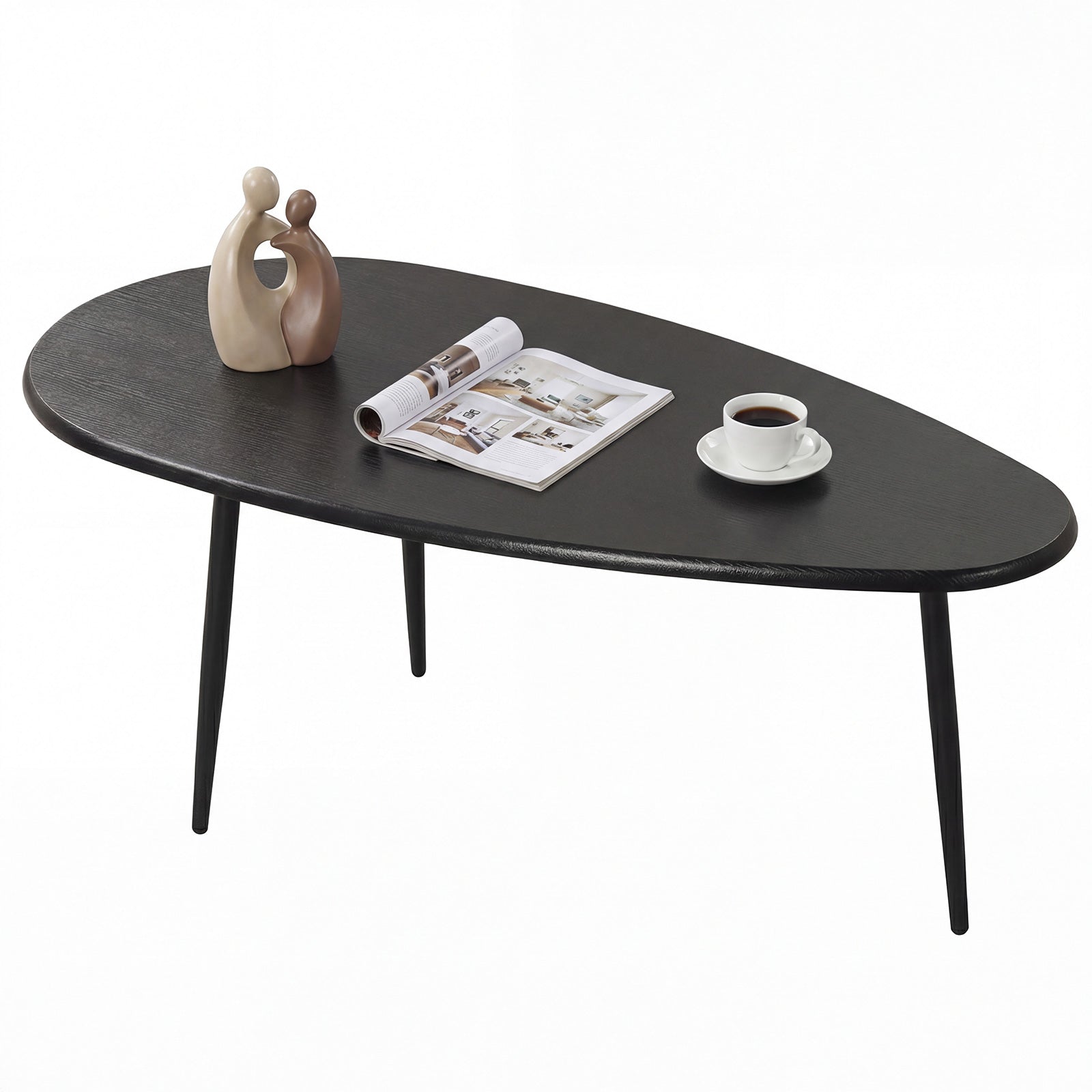 Oval Coffee Table, Mid Century Center Table, Sturdy Metal Construction, Black Coffee Tables Black at Gallery Canada