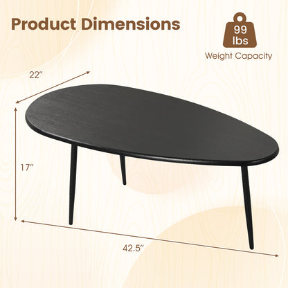 Oval Coffee Table, Mid Century Center Table, Sturdy Metal Construction, Black Coffee Tables at Gallery Canada