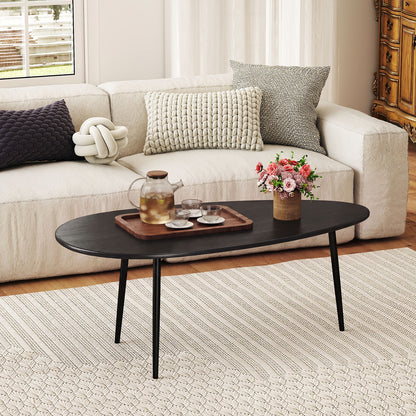 Oval Coffee Table, Mid Century Center Table, Sturdy Metal Construction, Black Coffee Tables at Gallery Canada