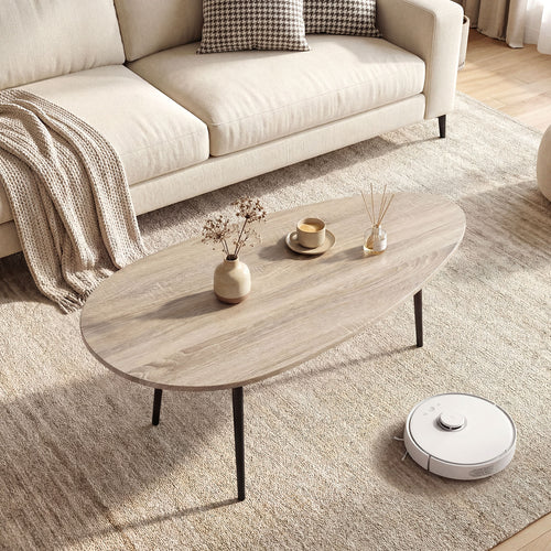 Oval Coffee Table, Mid Century Center Table, Gray