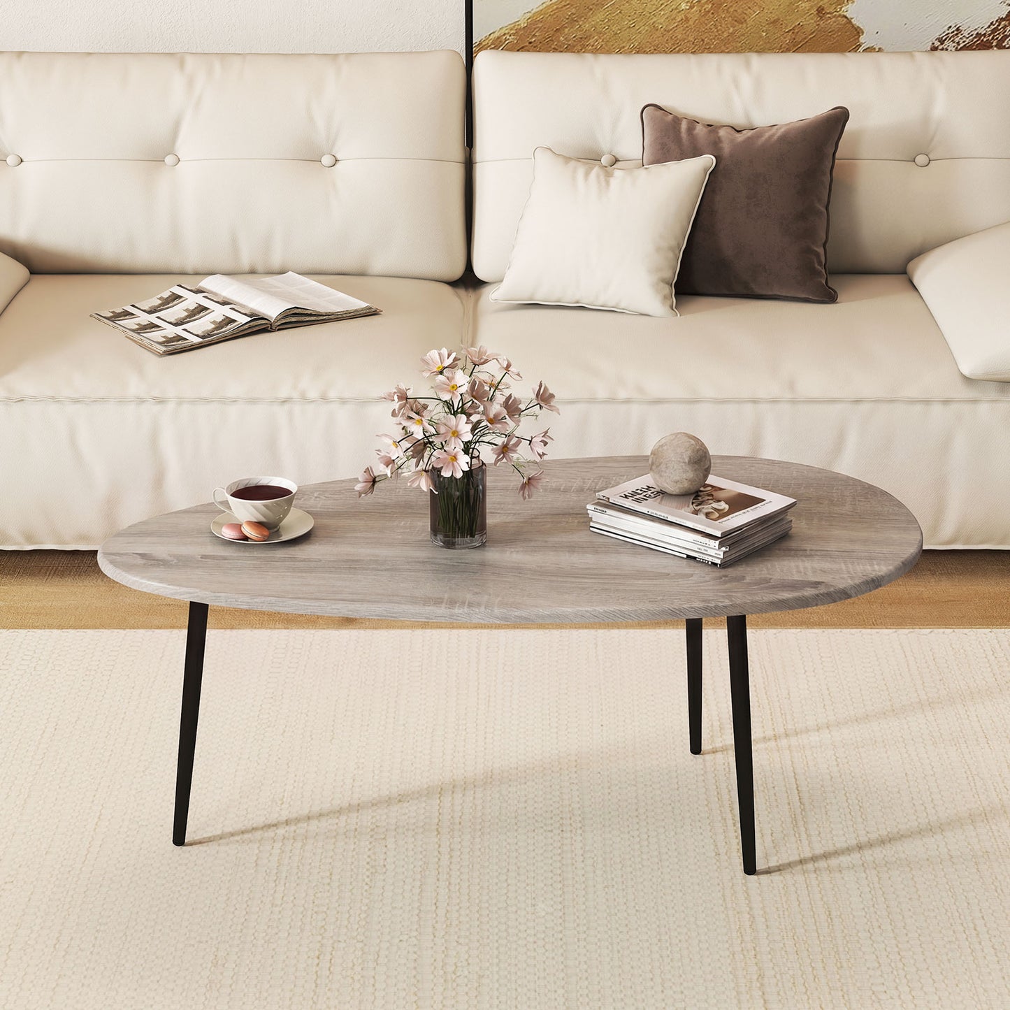 Oval Coffee Table, Mid Century Center Table, Gray Coffee Tables at Gallery Canada