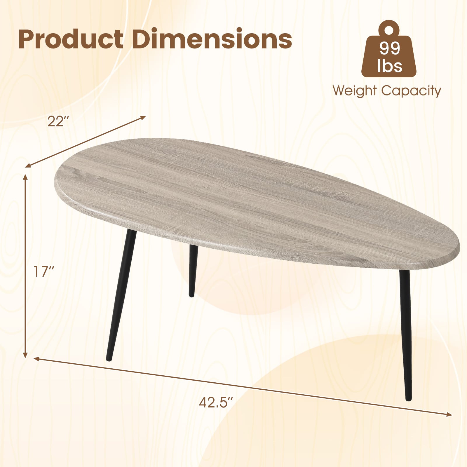 Oval Coffee Table, Mid Century Center Table, Gray Coffee Tables at Gallery Canada