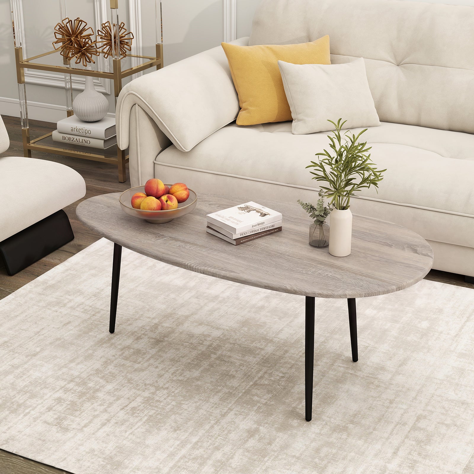 Oval Coffee Table, Mid Century Center Table, Gray Coffee Tables at Gallery Canada