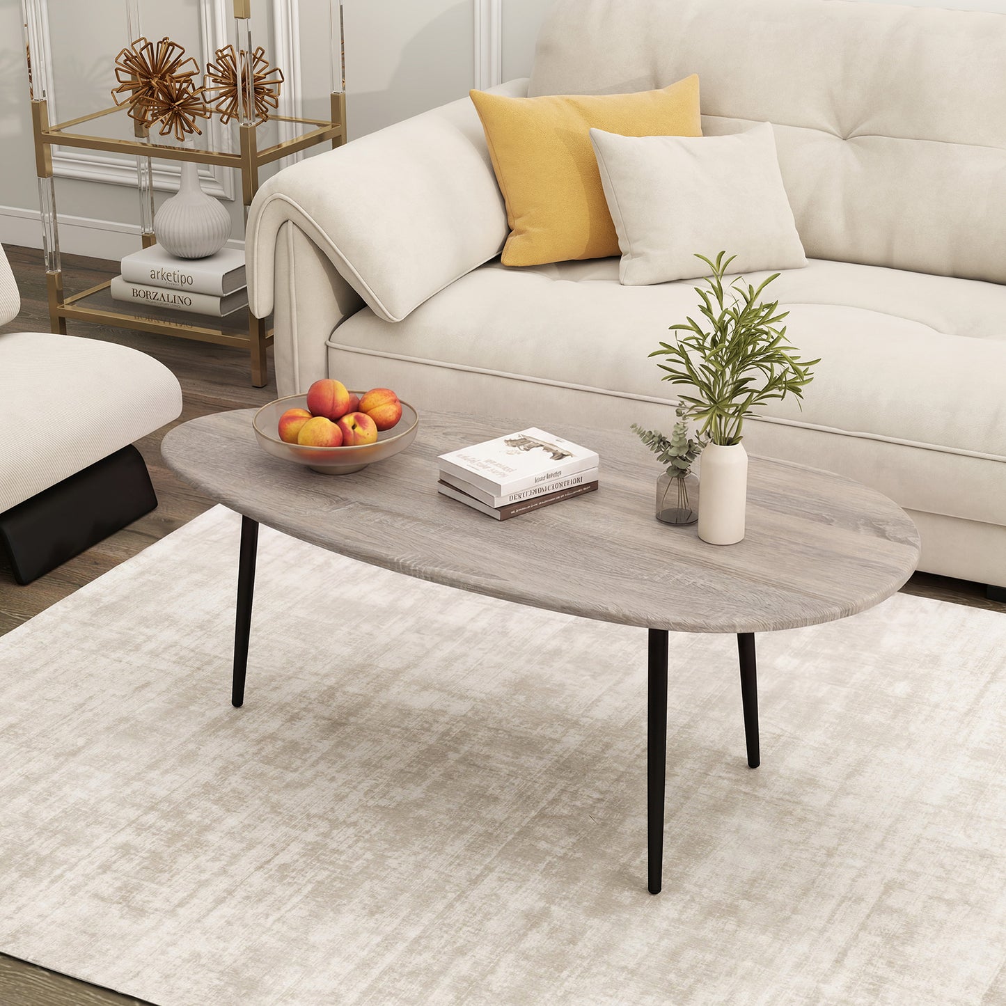 Oval Coffee Table, Mid Century Center Table, Gray Coffee Tables at Gallery Canada