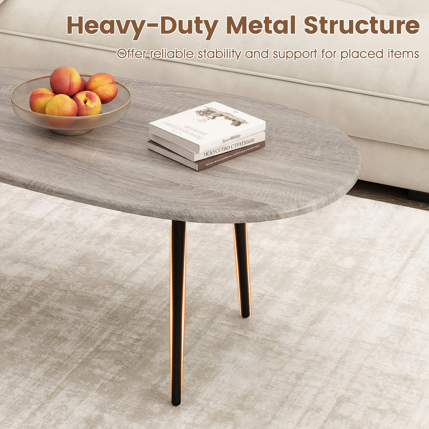 Oval Coffee Table, Mid Century Center Table, Gray Coffee Tables at Gallery Canada