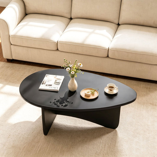 Oval Coffee Table, Mid Century Modern, Wood, Black Coffee Tables Black at Gallery Canada