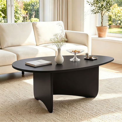 Table basse ovale, Mid-Century Moderne, Bois, Noir