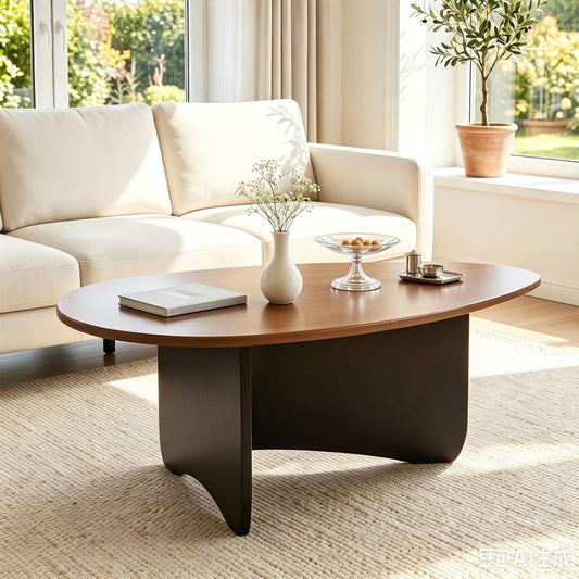 Oval Coffee Table, Mid Century Wooden Accent, Walnut Coffee Tables Walnut at Gallery Canada