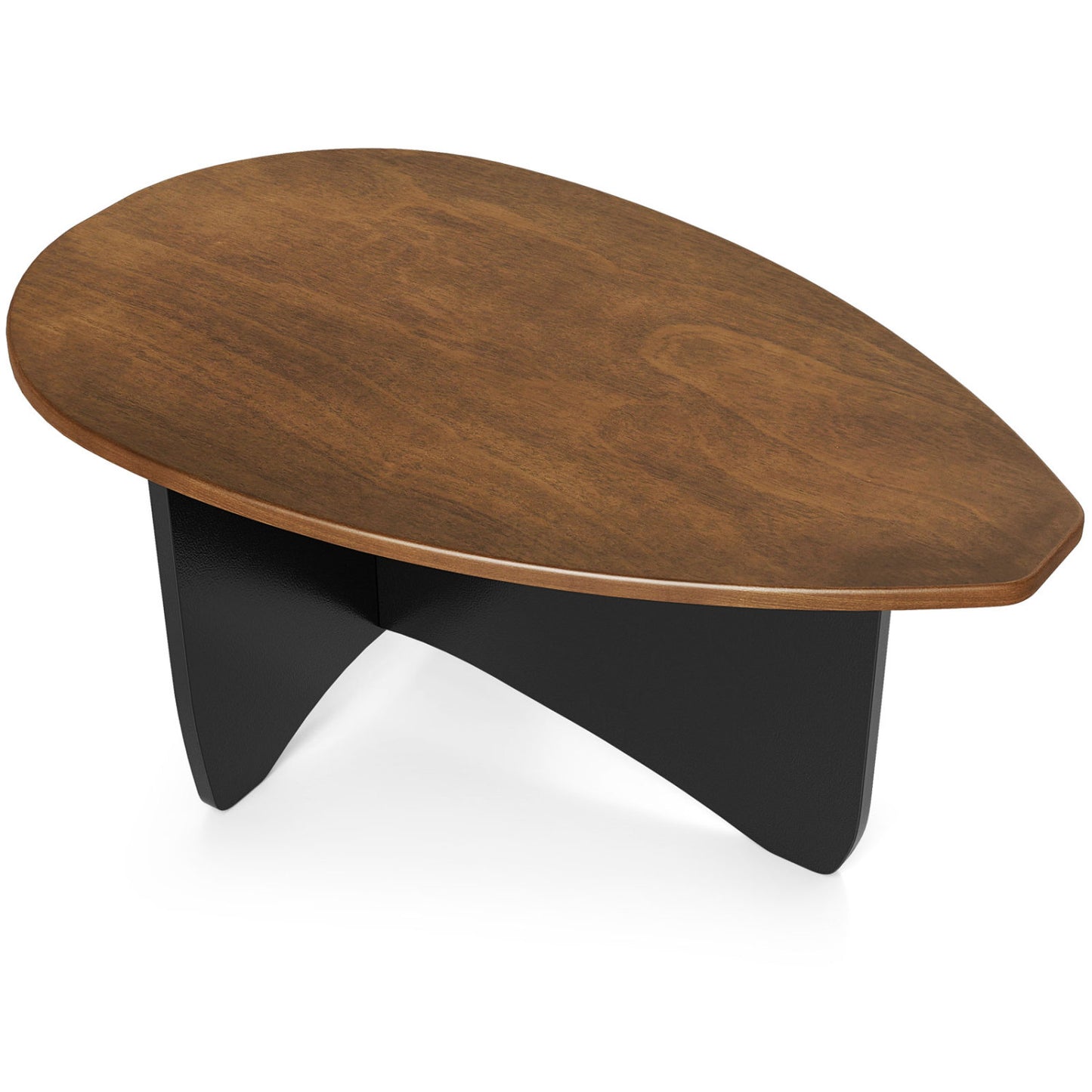 Table basse ovale, accent en bois du milieu du siècle, noyer