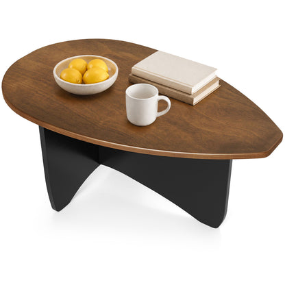 Table basse ovale, accent en bois du milieu du siècle, noyer