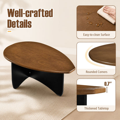 Table basse ovale, accent en bois du milieu du siècle, noyer
