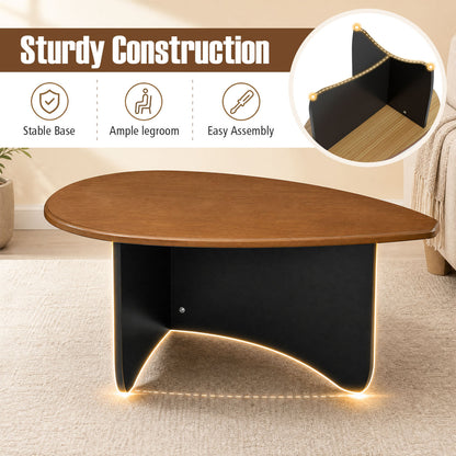 Table basse ovale, accent en bois du milieu du siècle, noyer