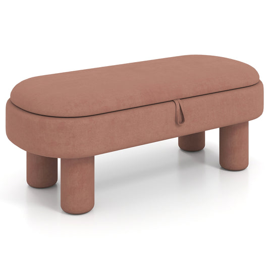 Oval Storage Ottoman Bench, Upholstered Seat, Brown Ottomans Brown at Gallery Canada