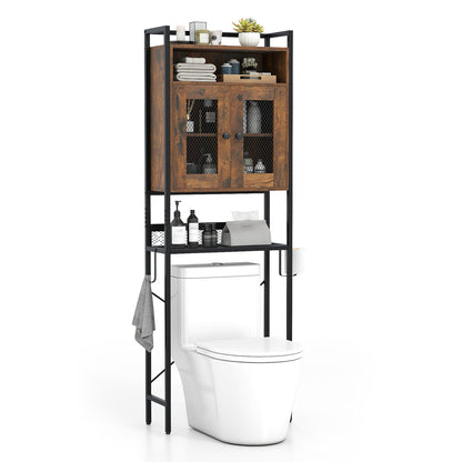 Over-The-Toilet Storage Cabinet with Heavy-Duty Metal Frame 2-door Freestanding, Rustic Brown Bathroom Etagere at Gallery Canada