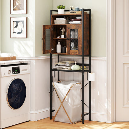Over-The-Toilet Storage Cabinet with Heavy-Duty Metal Frame 2-door Freestanding, Rustic Brown Bathroom Etagere at Gallery Canada