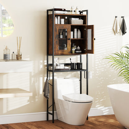 Over-The-Toilet Storage Cabinet with Heavy-Duty Metal Frame 2-door Freestanding, Rustic Brown Bathroom Etagere at Gallery Canada
