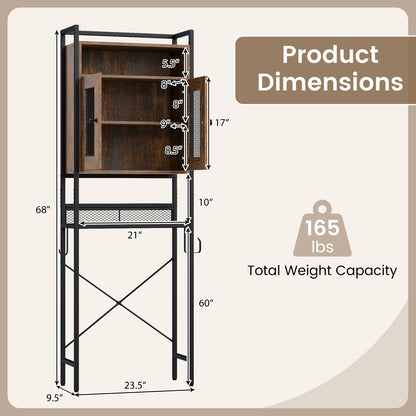 Over-The-Toilet Storage Cabinet with Heavy-Duty Metal Frame 2-door Freestanding, Rustic Brown Bathroom Etagere at Gallery Canada