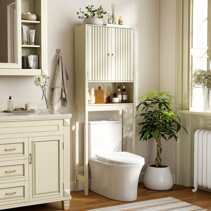 Over The Toilet Storage Cabinet with Fluted Doors, Beige Bathroom Etagere at Gallery Canada
